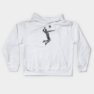 Volleyball player man black and white Kids Hoodie